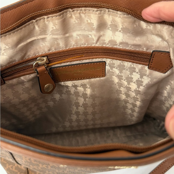 Karl Lagerfeld Brown Monogram Adjustable Crossbody Bag - Picture 10 of 16